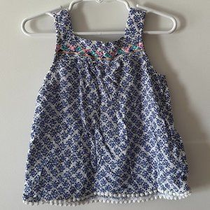 Carter's Sleeveless Tank Blouse with Embroidery & Ball Trim Size 3T